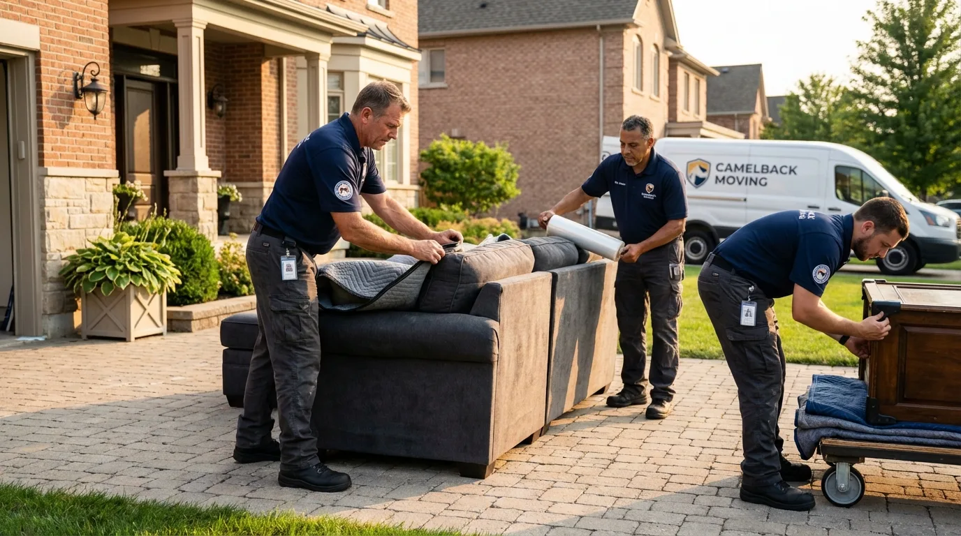Large estate moving crew wrapping furniture in Morganton, NC